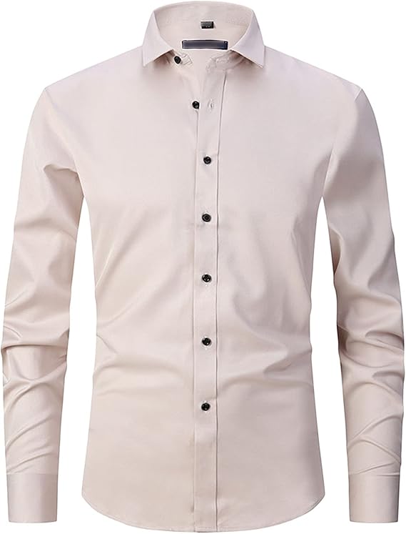 "A neatly folded white dress shirt with a classic collar, placed on a wooden surface."